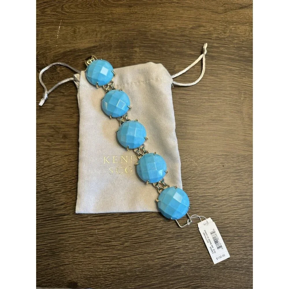 Kendra Scott Cassie Bracelet Faceted Round Statement Turquoise‎ Gold NEW $130